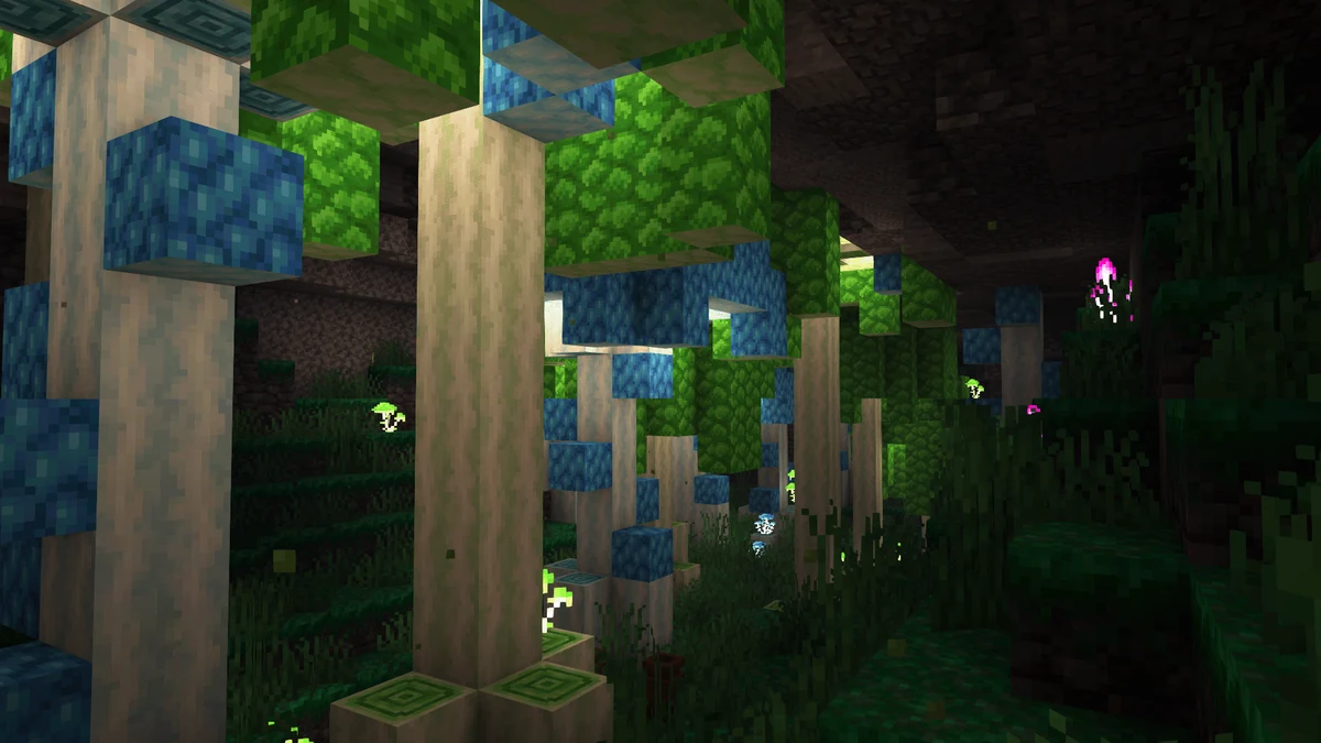 A bright lush cave in Cottage World